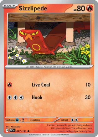Sizzlipede 027 - Reverse Holofoil SV08 Surging Sparks - Common