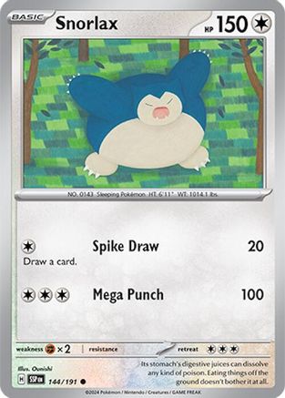 Snorlax 144 - Reverse Holofoil SV08 Surging Sparks - Common