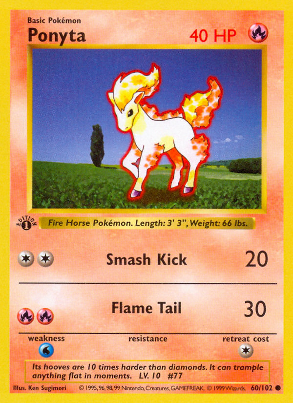 Ponyta 060/102 - 1st Edition Base Set Shadowless - Common