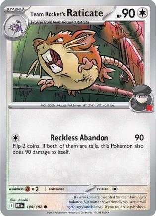 Team Rocket's Raticate 148/182 - Reverse Holofoil SV10 Destined Rivals - Common