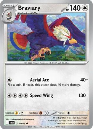 Braviary 078 - Reverse Holofoil SV Black Bolt - Uncommon