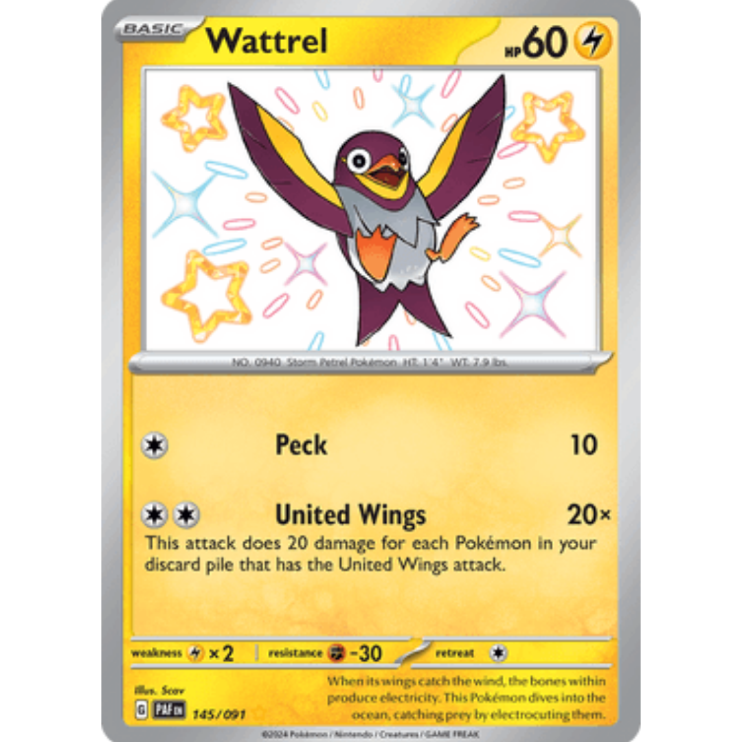 Wattrel 145 - Holofoil SV Paldean Fates - Shiny Rare