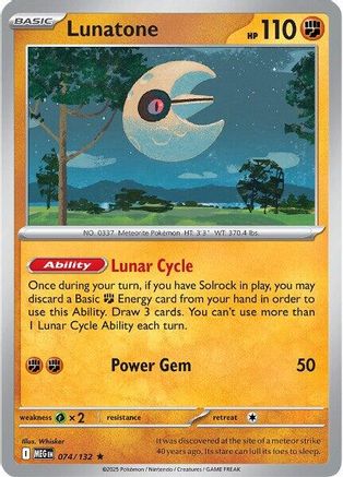 Lunatone 074 - Holofoil ME01 Mega Evolution - Rare