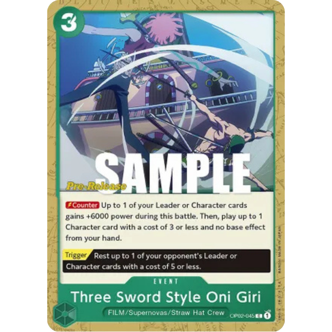 Three Sword Style Oni Giri (OP02-045) - Paramount War Pre-Release Cards