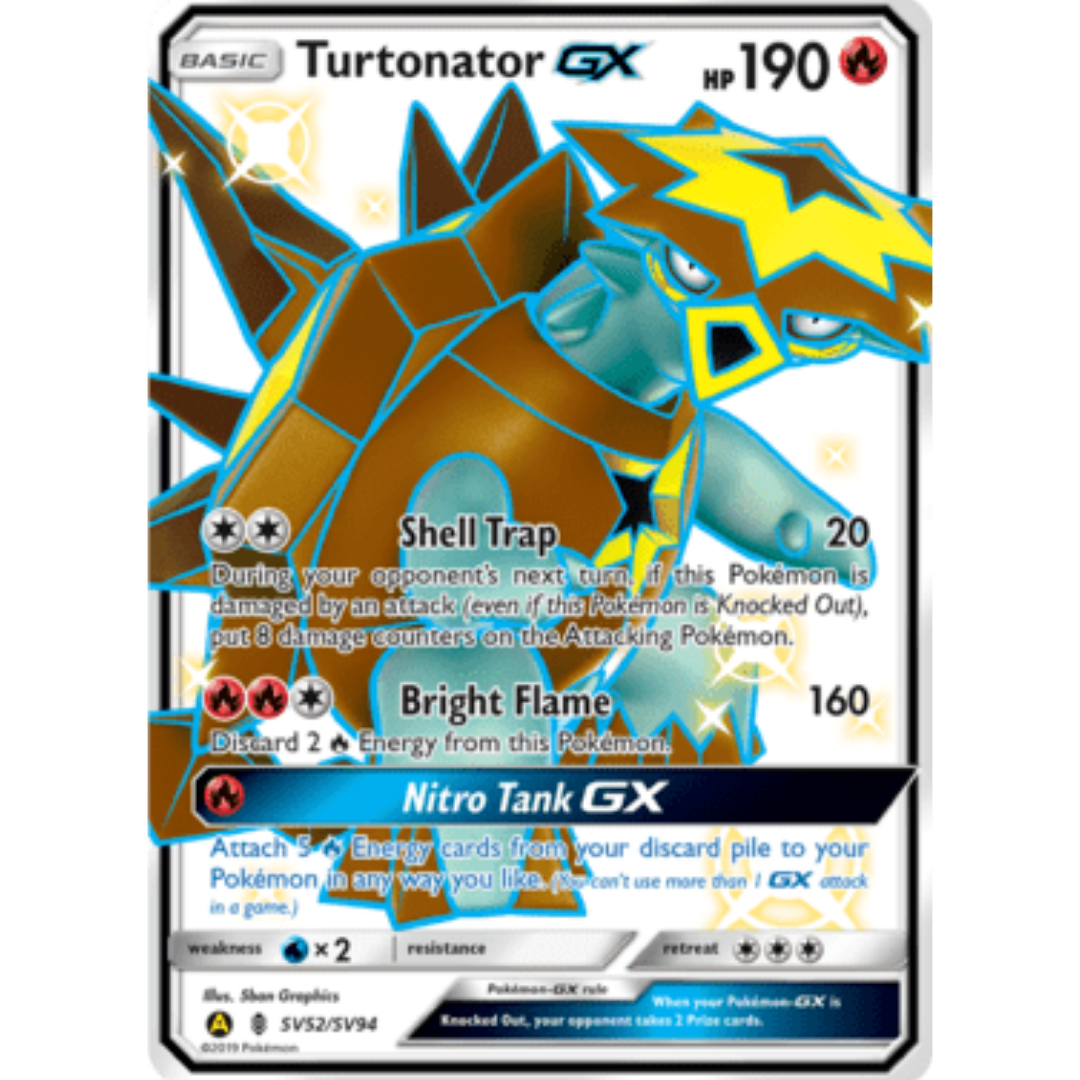 Turtonator GX SV52/SV94 - Holofoil Hidden Fates Shiny Vault - Shiny Holo Rare