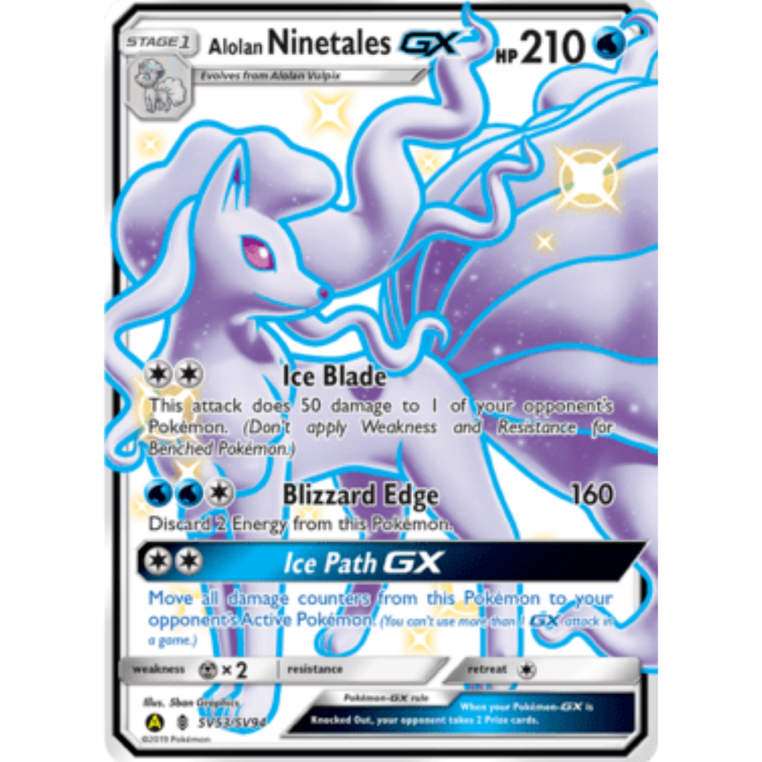 Alolan Ninetales GX SV53 - Holofoil Hidden Fates Shiny Vault - Shiny Holo Rare