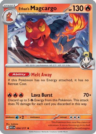 Ethan's Magcargo 024/217 - Holofoil ME Ascended Heroes - Rare