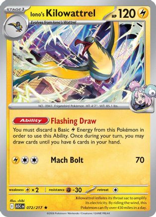 Iono's Kilowattrel 072 - Holofoil ME Ascended Heroes - Rare