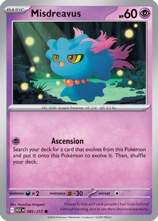 Misdreavus 085/217 - Reverse Holofoil ME Ascended Heroes - Common
