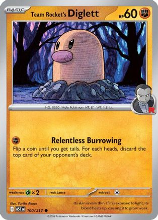 Team Rocket's Diglett 100 - Reverse Holofoil ME Ascended Heroes - Common