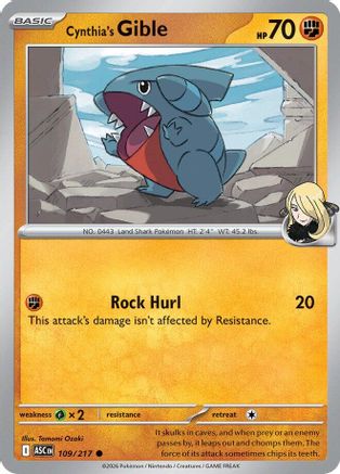 Cynthia's Gible 109 ME Ascended Heroes - Common