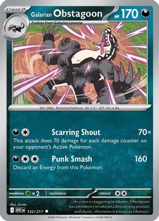 Galarian Obstagoon 132/217 - Reverse Holofoil ME Ascended Heroes - Uncommon