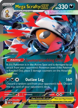 Mega Scrafty ex 135/217 - Holofoil ME Ascended Heroes - Double Rare