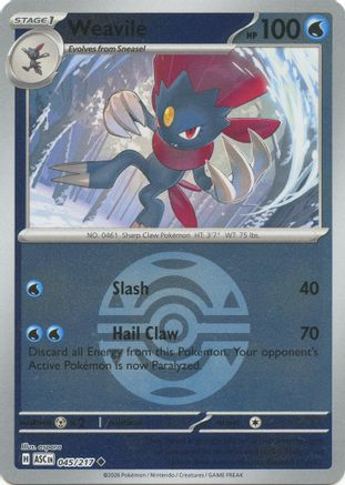 Weavile 045/217 - Reverse Holofoil ME Ascended Heroes - Uncommon