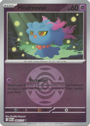 Misdreavus 085/217 - Reverse Holofoil ME Ascended Heroes - Common
