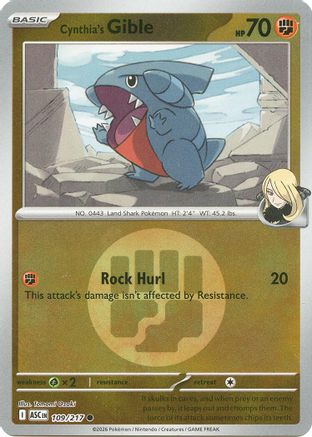 Cynthia's Gible (Energy Symbol Pattern) 109 - Reverse Holofoil ME Ascended Heroes - Common