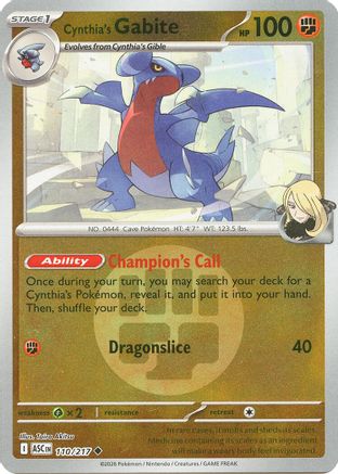 Cynthia's Gabite (Energy Symbol Pattern) 110 - Reverse Holofoil ME Ascended Heroes - Uncommon