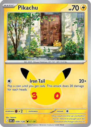Pikachu 039/128 - Holofoil ME 30th Celebration - Pikachu Rare