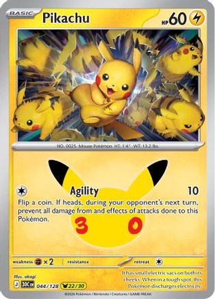 Pikachu 044/128 - Holofoil ME 30th Celebration - Pikachu Rare