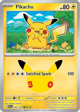 Pikachu 050/128 - Holofoil ME 30th Celebration - Pikachu Rare
