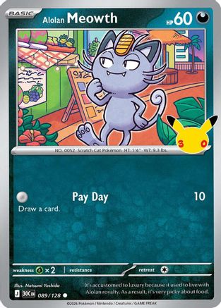 Alolan Meowth 089/128 - Holofoil ME 30th Celebration - Common