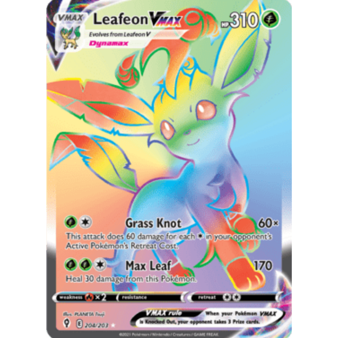 Leafeon VMAX (Secret) 204 - Holofoil SWSH07 Evolving Skies - Secret Rare