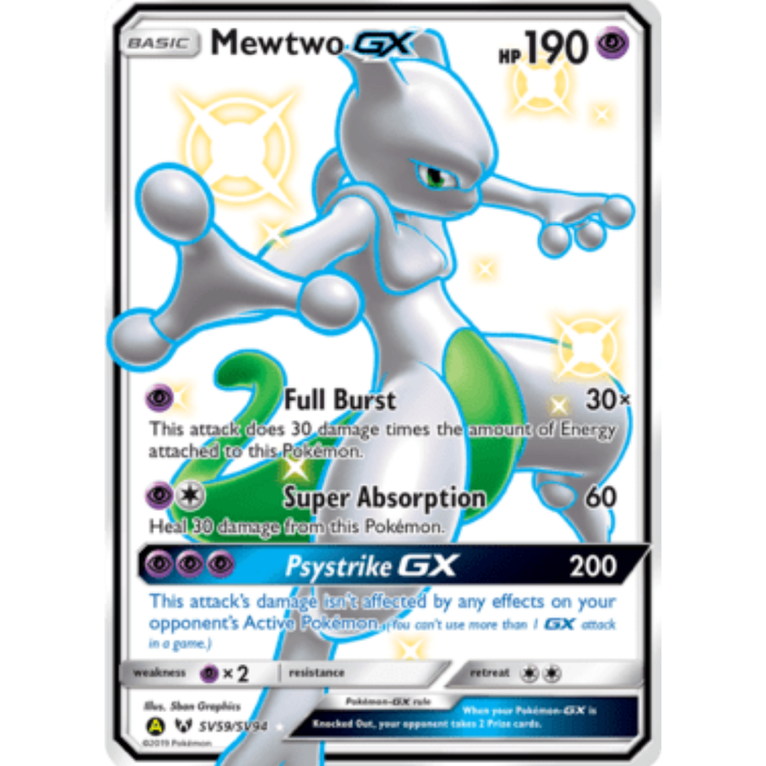 Mewtwo GX SV59/SV94 - Holofoil Hidden Fates Shiny Vault - Shiny Holo Rare
