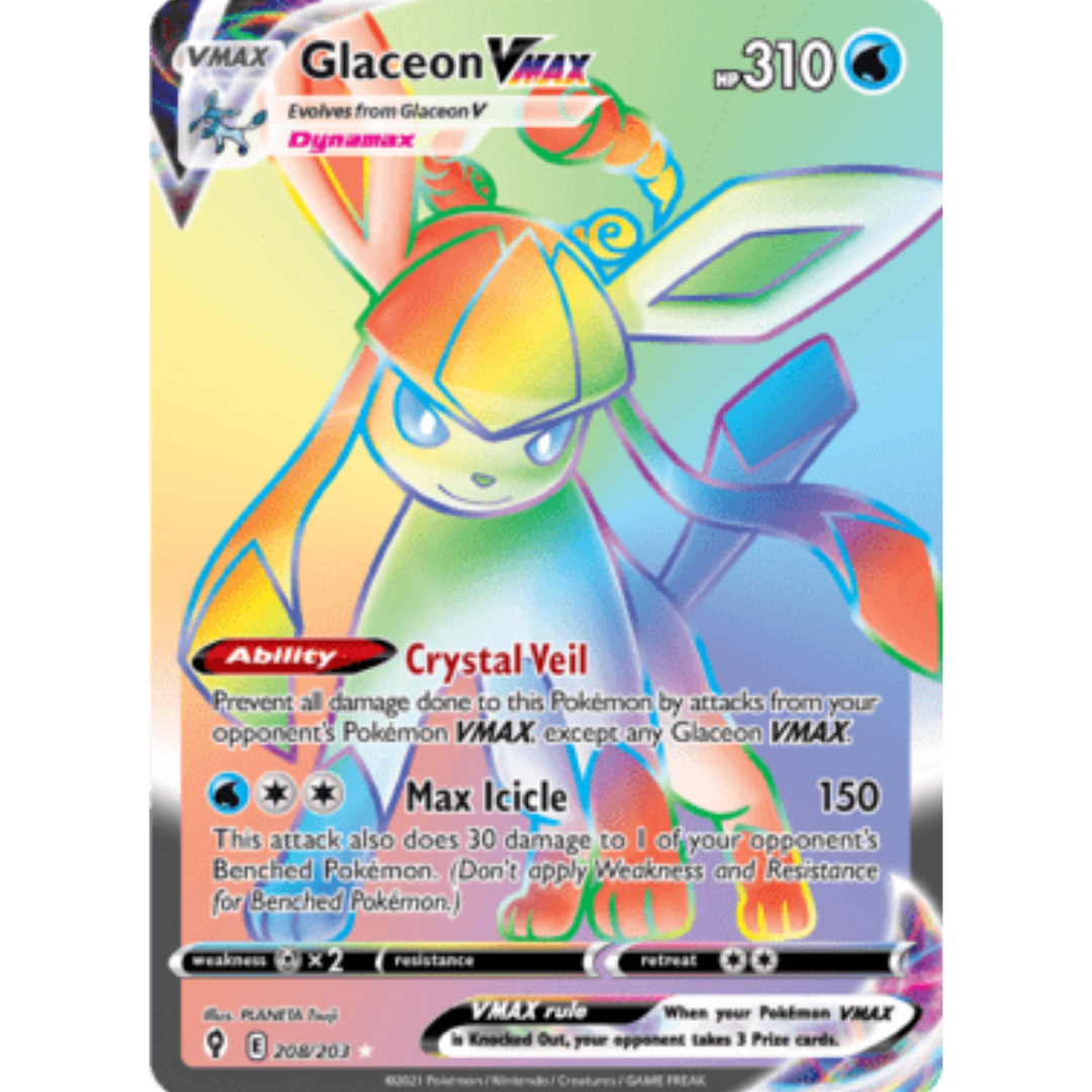 Glaceon VMAX (Secret) 208 - Holofoil SWSH07 Evolving Skies - Secret Rare