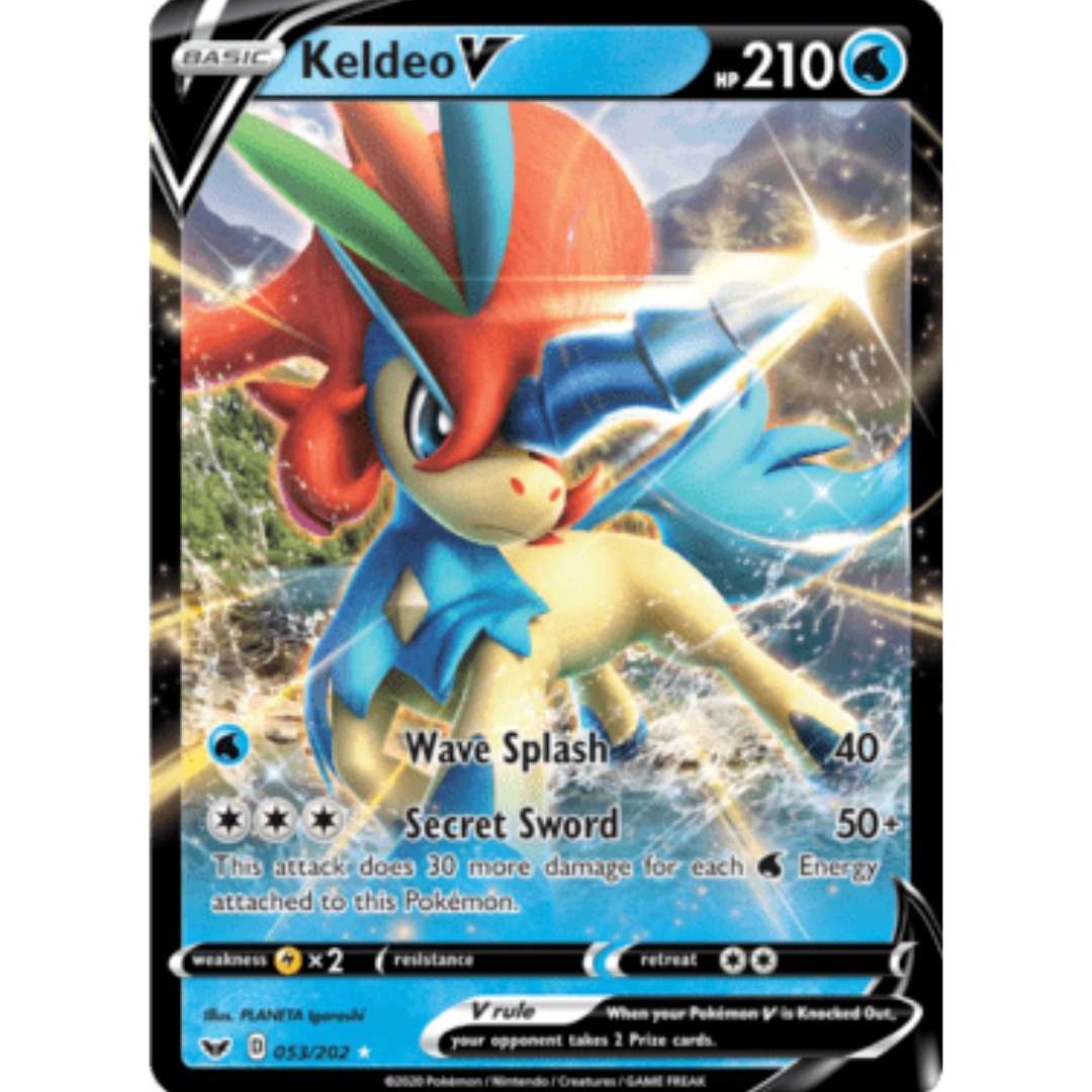 Keldeo V 053 - Holofoil SWSH01 Sword & Shield Base Set - Ultra Rare