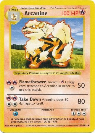 Arcanine 023 - Unlimited Base Set Shadowless - Uncommon
