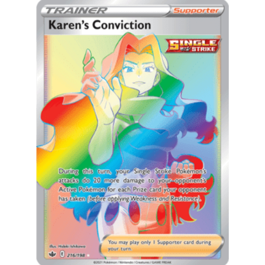 Karen's Conviction (Secret) 216 - Holofoil SWSH06 Chilling Reign - Secret Rare