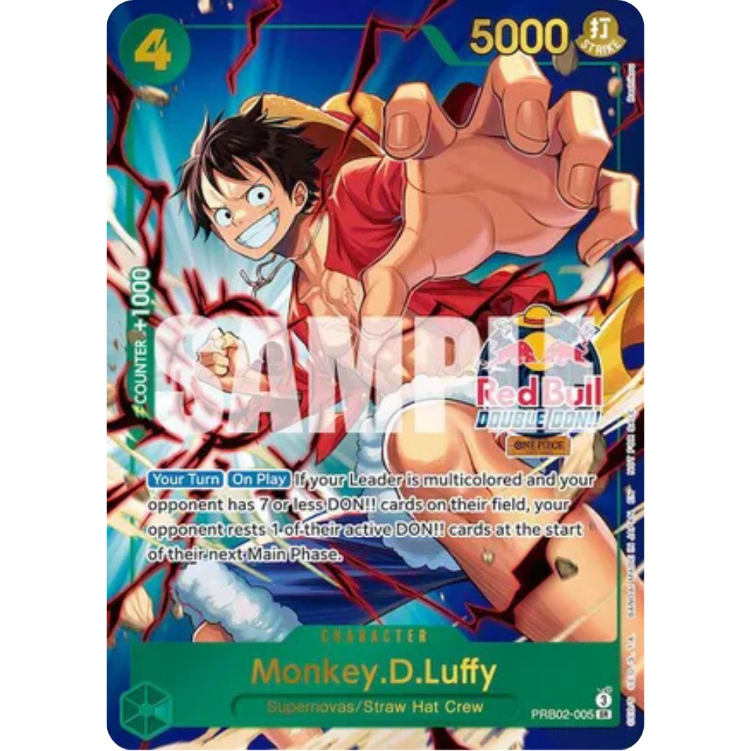 Monkey.D.Luffy (Red Bull Double Don!!) (Winner) (Textured) (PRB02-005) - One Piece Promotion Cards Foil