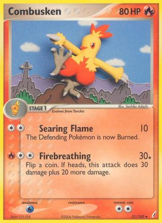 Combusken - 031/100/100 - Reverse Holofoil Crystal Guardians - Uncommon
