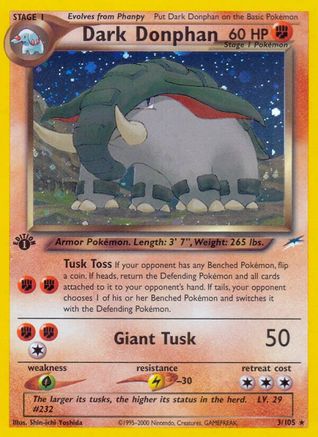 Dark Donphan - Unlimited Holofoil Neo Destiny - Holo Rare