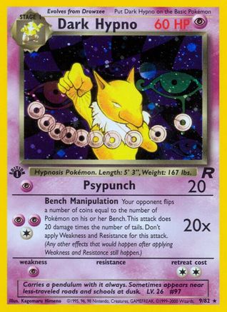 Dark Hypno (9) 009 - Unlimited Holofoil Team Rocket - Holo Rare