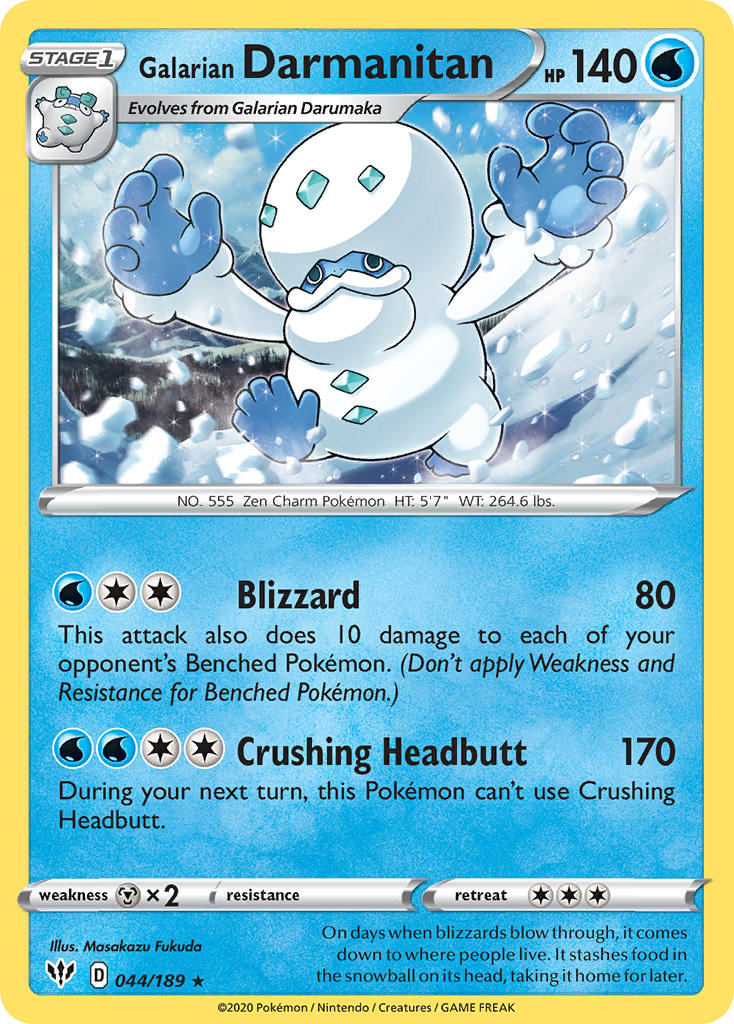 Galarian Darmanitan - 44/189 (Cracked Ice Holo)/189 - Holofoil Deck Exclusives - Holo Rare