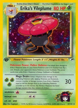 Erika's Vileplume 005 - Unlimited Holofoil Gym Heroes - Holo Rare