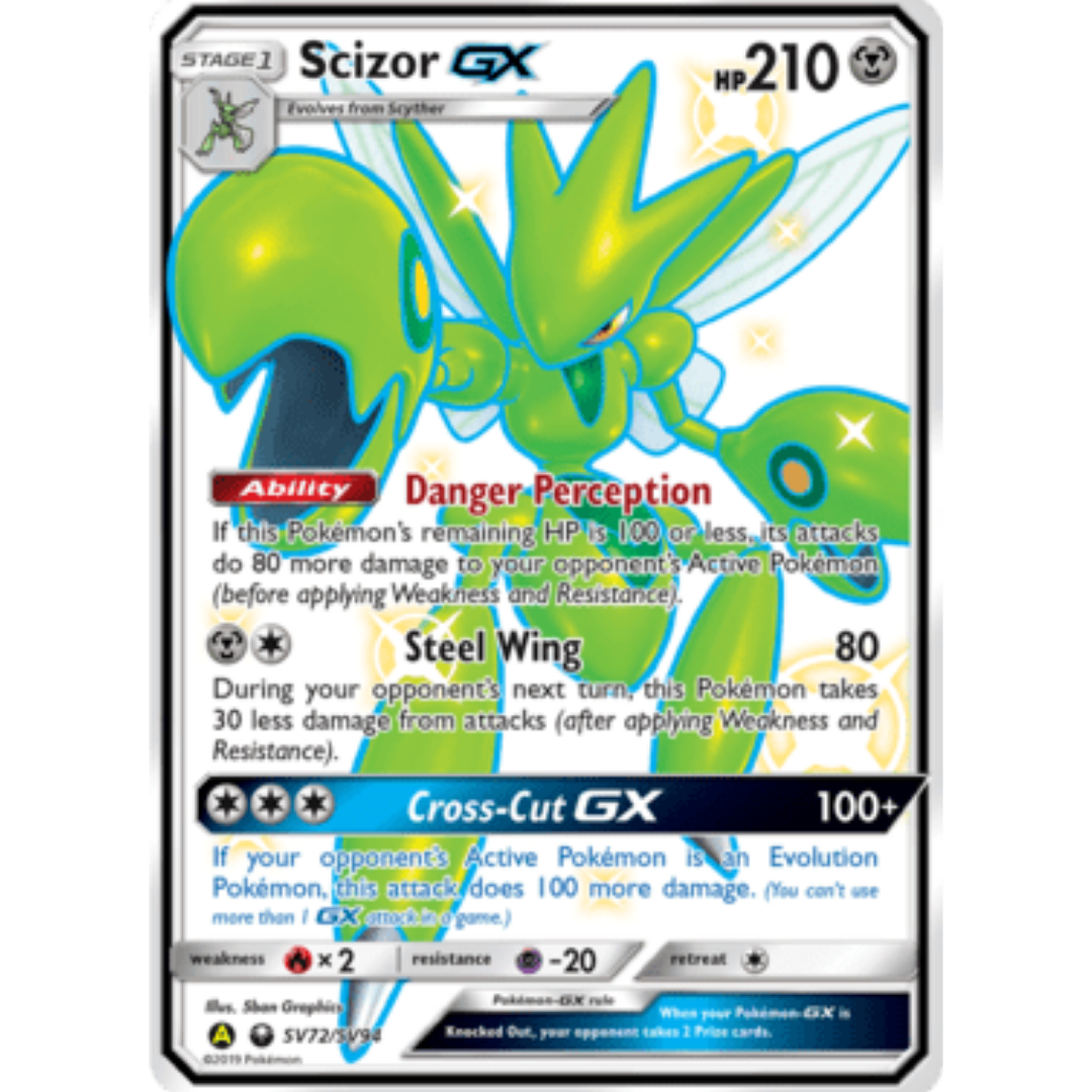 Scizor GX SV72 - Holofoil Hidden Fates Shiny Vault - Shiny Holo Rare