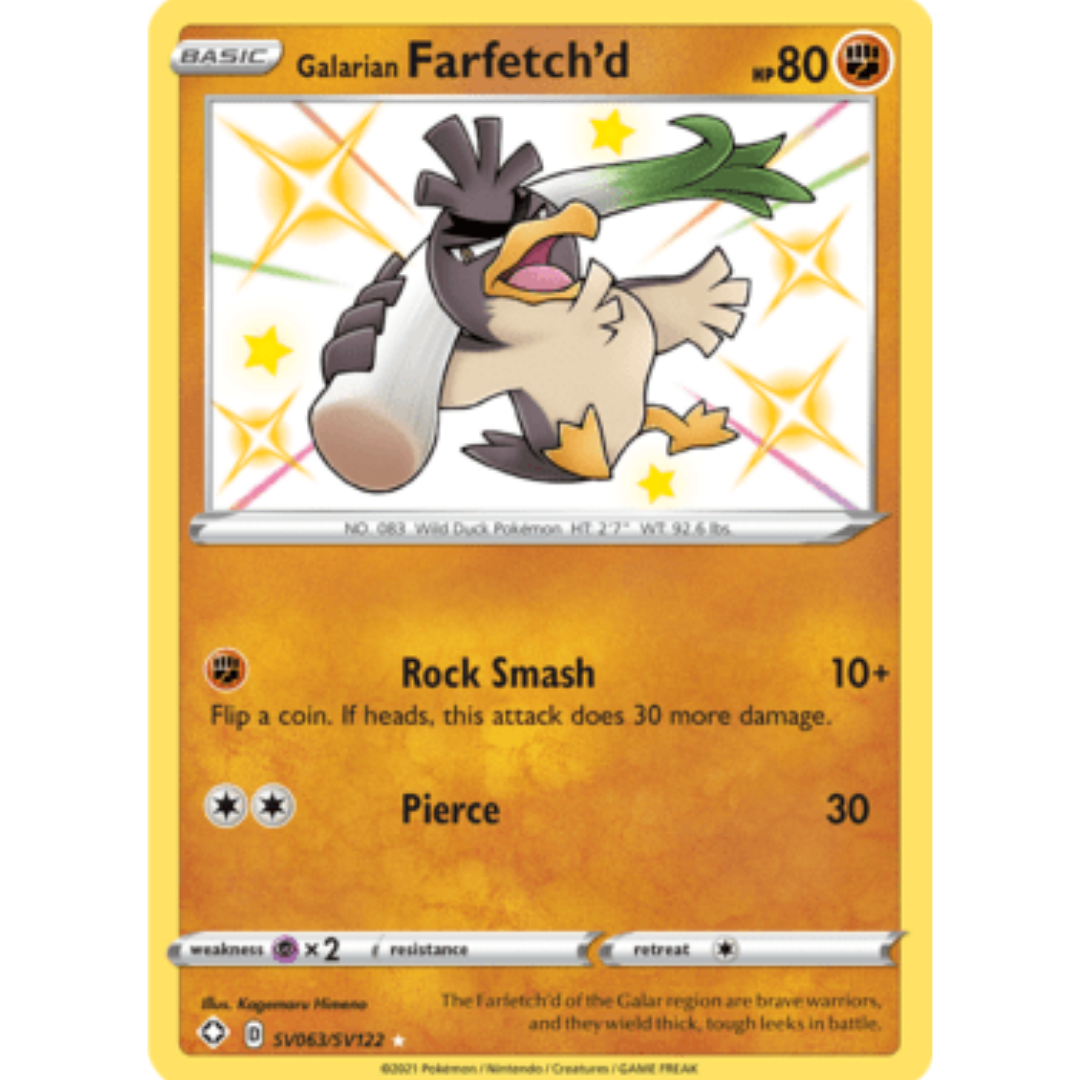 Galarian Farfetch'd SV063 - Holofoil Shining Fates Shiny Vault - Shiny Holo Rare