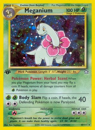 Meganium (10) 010 - 1st Edition Holofoil Neo Genesis - Holo Rare