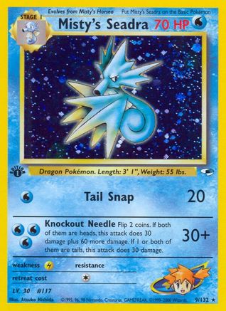 Misty's Seadra 009 - Unlimited Holofoil Gym Heroes - Holo Rare
