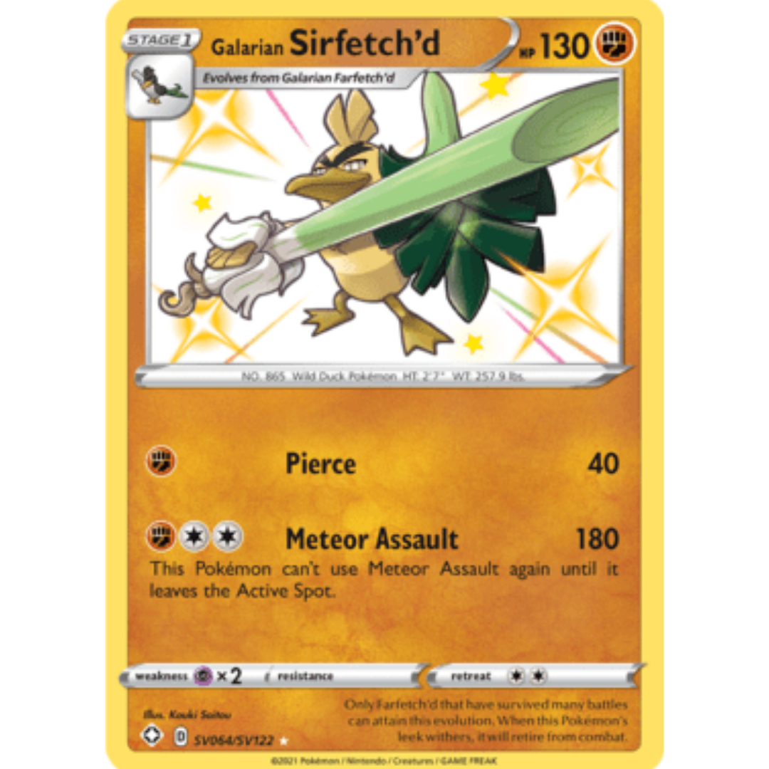 Galarian Sirfetch'd SV064 - Holofoil Shining Fates Shiny Vault - Shiny Holo Rare