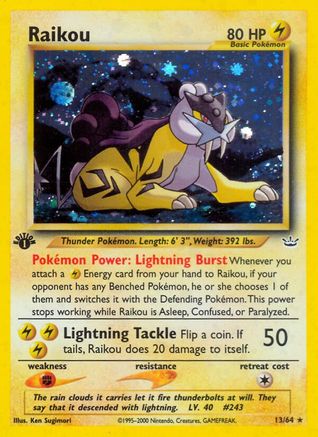 Raikou (13)/64 - Unlimited Holofoil Neo Revelation - Holo Rare