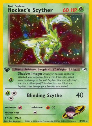 Rocket's Scyther 013 - Unlimited Holofoil Gym Heroes - Holo Rare