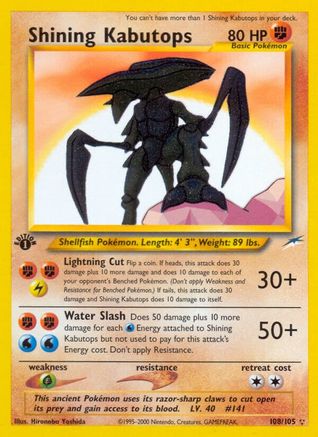 Shining Kabutops - Unlimited Holofoil Neo Destiny - Secret Rare