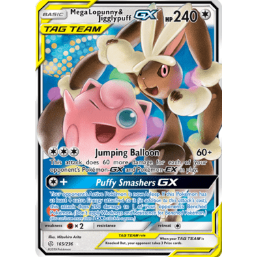 Mega Lopunny & Jigglypuff GX 165 - Holofoil SM Cosmic Eclipse - Ultra Rare