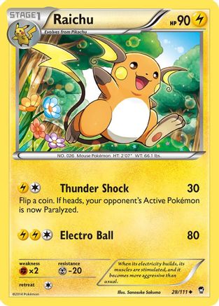 Raichu 028 - Reverse Holofoil XY Furious Fists - Uncommon