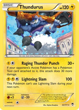 Thundurus 033 - Reverse Holofoil XY Furious Fists - Rare