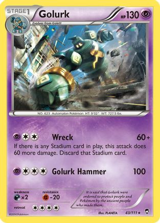 Golurk 043 - Reverse Holofoil XY Furious Fists - Rare
