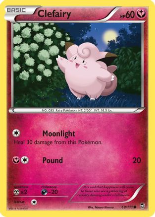 Clefairy (69) 069 - Reverse Holofoil XY Furious Fists - Common